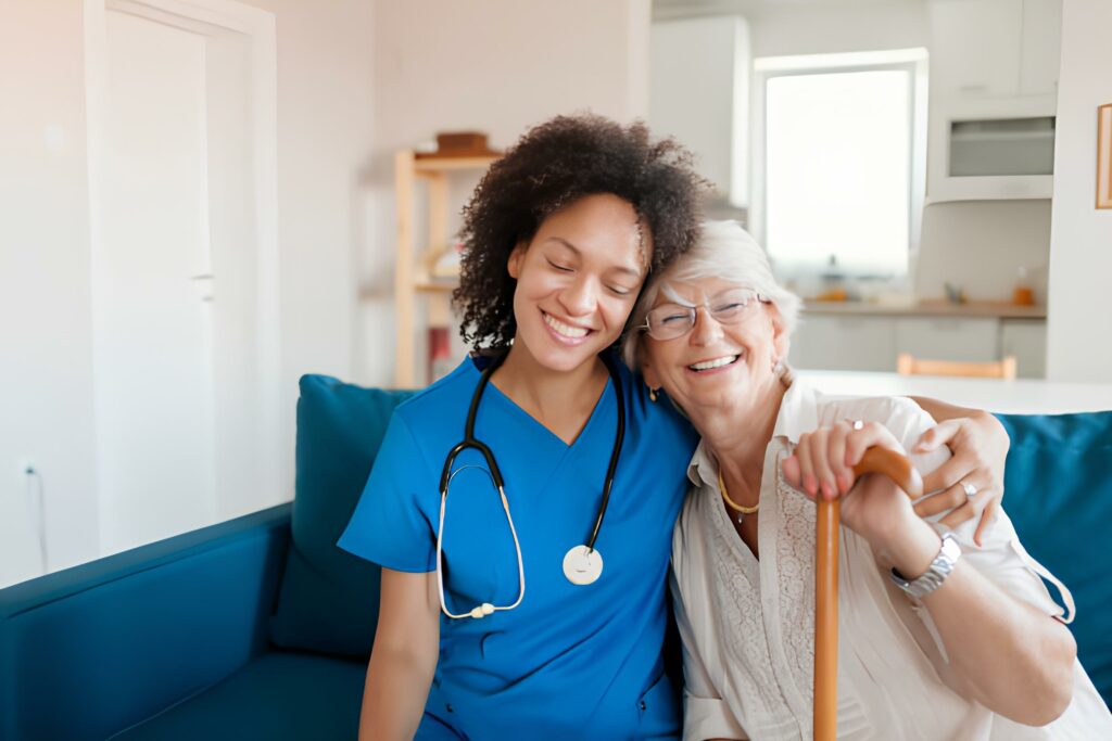 A nurse and an elderly woman