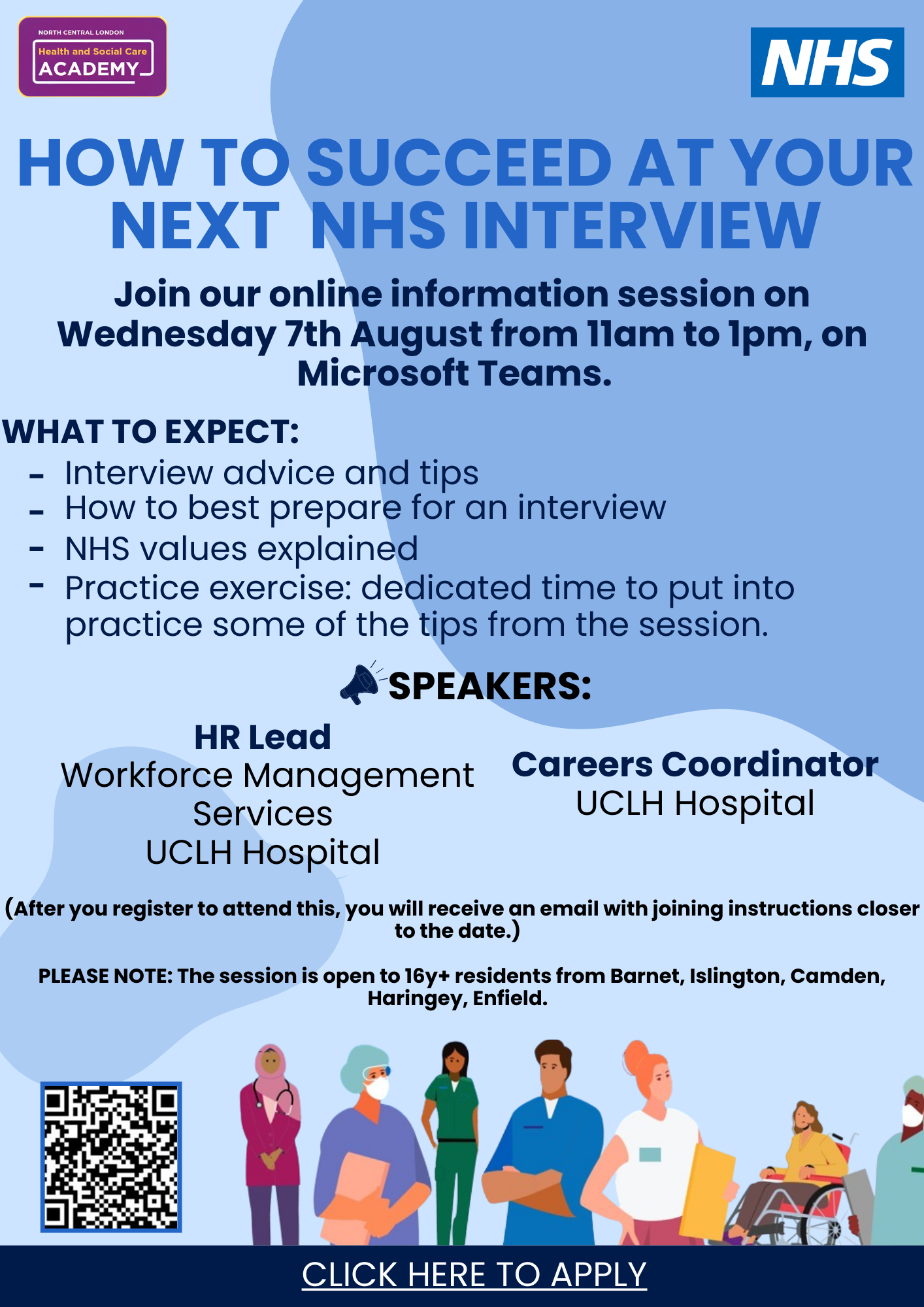 poster for how to succeed at nhs interview 